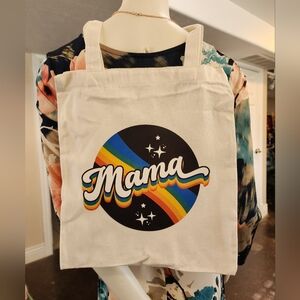 Retro Mama Rainbow Canvas Tote bag 13×14 reusable fun sentimental